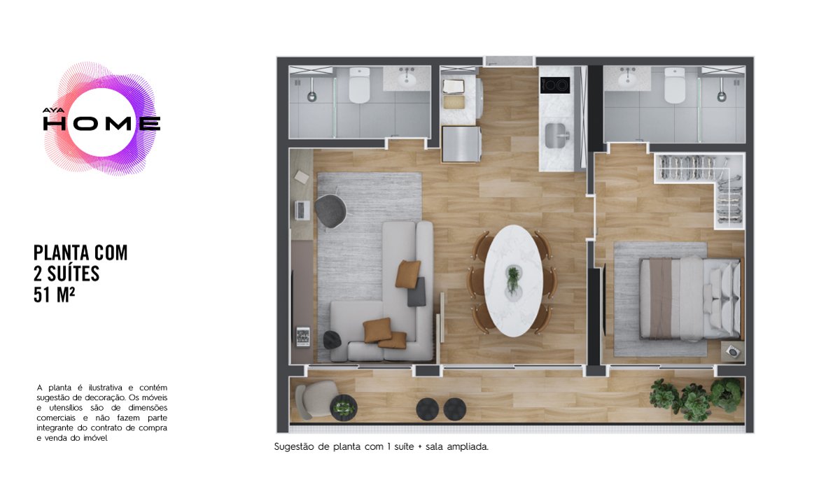 Planta AYA Home de até 54 m²